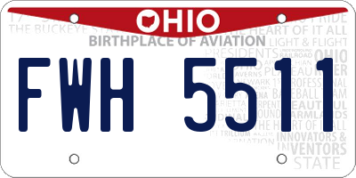 OH license plate FWH5511