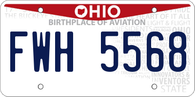 OH license plate FWH5568