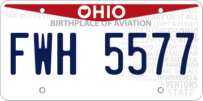 OH license plate FWH5577