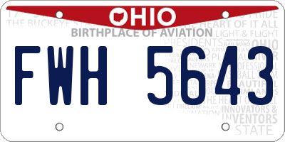 OH license plate FWH5643