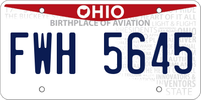OH license plate FWH5645