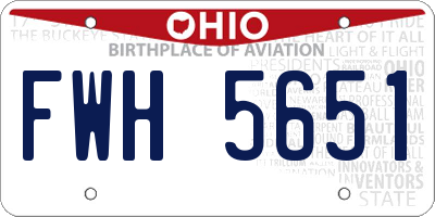 OH license plate FWH5651
