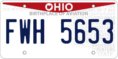 OH license plate FWH5653