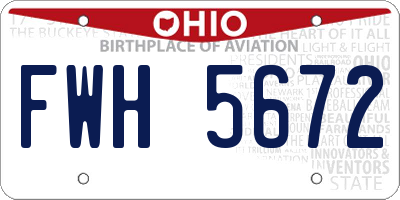 OH license plate FWH5672