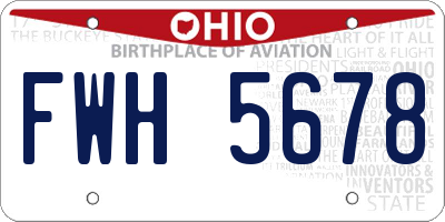 OH license plate FWH5678