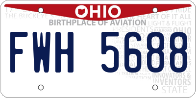 OH license plate FWH5688