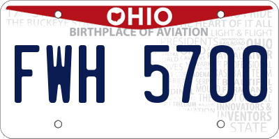 OH license plate FWH5700