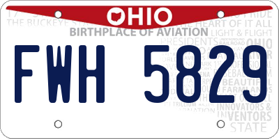OH license plate FWH5829