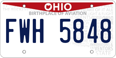 OH license plate FWH5848