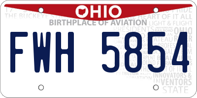 OH license plate FWH5854