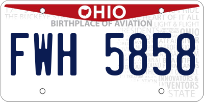 OH license plate FWH5858