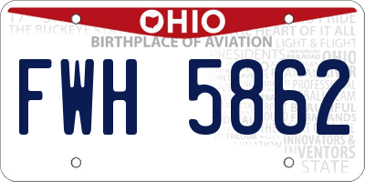 OH license plate FWH5862