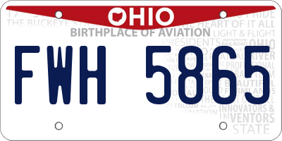 OH license plate FWH5865
