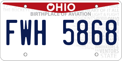 OH license plate FWH5868