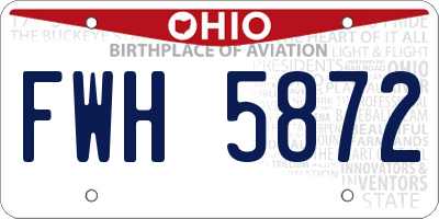 OH license plate FWH5872