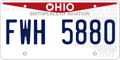 OH license plate FWH5880