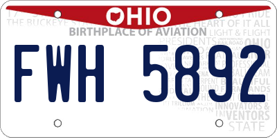 OH license plate FWH5892