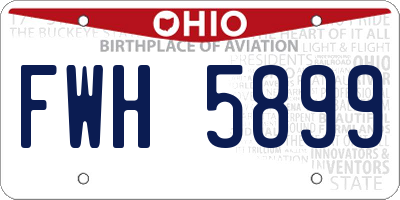 OH license plate FWH5899