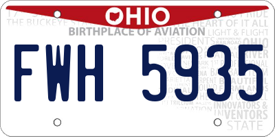 OH license plate FWH5935