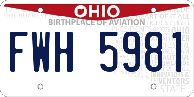 OH license plate FWH5981