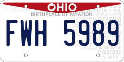 OH license plate FWH5989