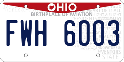 OH license plate FWH6003