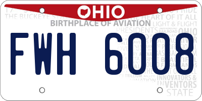 OH license plate FWH6008