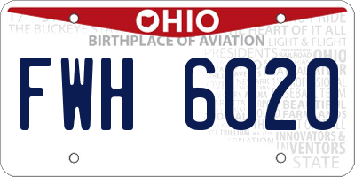 OH license plate FWH6020
