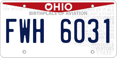 OH license plate FWH6031