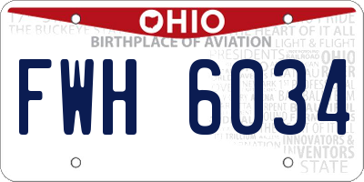 OH license plate FWH6034