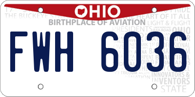 OH license plate FWH6036