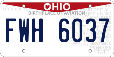 OH license plate FWH6037