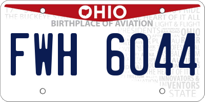 OH license plate FWH6044