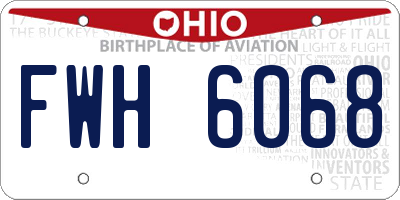 OH license plate FWH6068