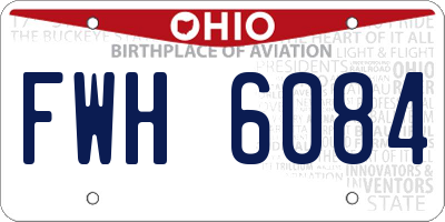 OH license plate FWH6084