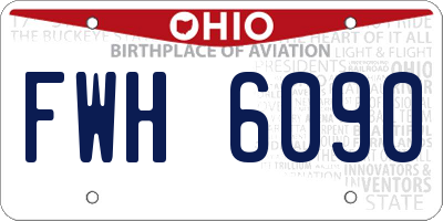 OH license plate FWH6090