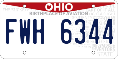 OH license plate FWH6344