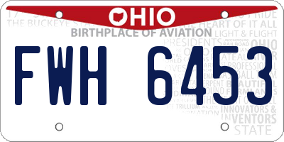OH license plate FWH6453