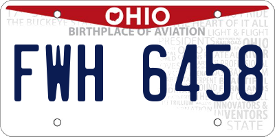 OH license plate FWH6458