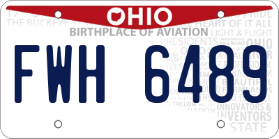 OH license plate FWH6489