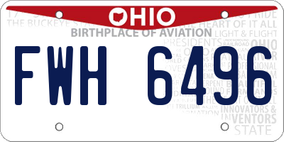 OH license plate FWH6496