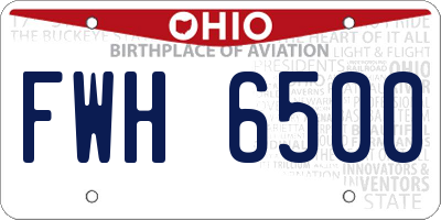 OH license plate FWH6500