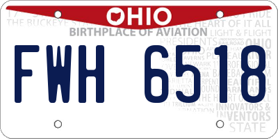 OH license plate FWH6518