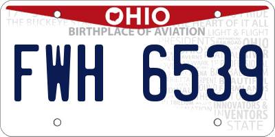 OH license plate FWH6539