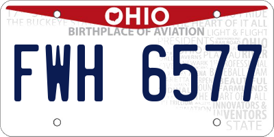 OH license plate FWH6577