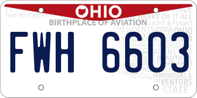 OH license plate FWH6603