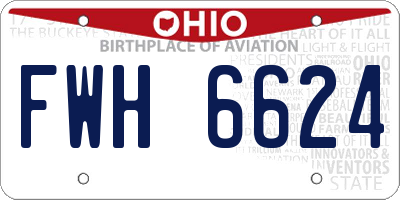 OH license plate FWH6624