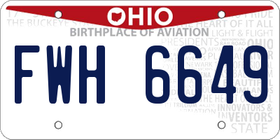 OH license plate FWH6649