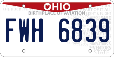 OH license plate FWH6839