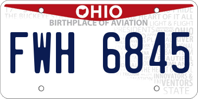 OH license plate FWH6845